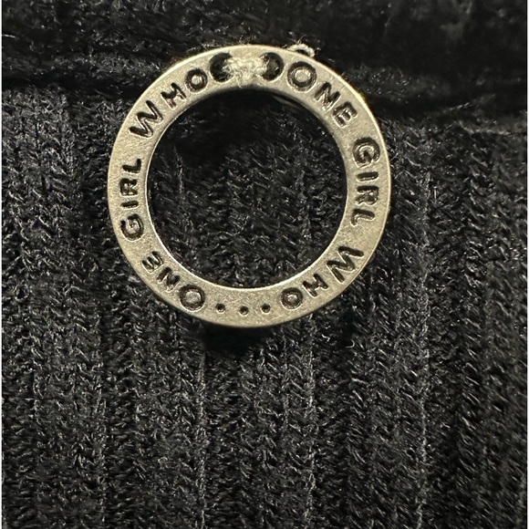 One Girl Who Black Genuine Leather Trim Ribbed Snap Button Up Cardigan Top Small - Picture 10 of 11